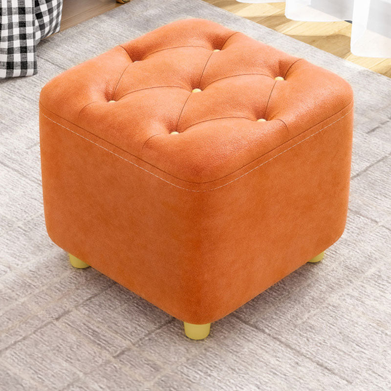 Solid Color Leather Standard Stool Modern Simple Square Upholstered Stool