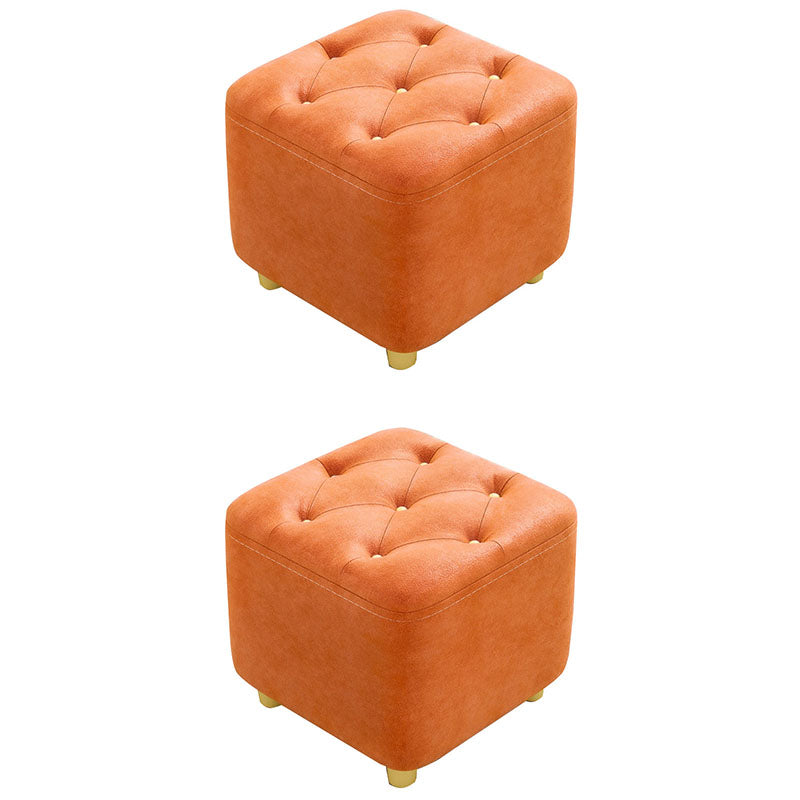 Solid Color Leather Standard Stool Modern Simple Square Upholstered Stool