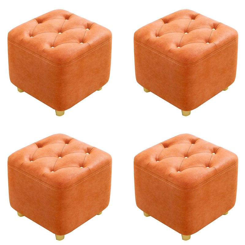 Solid Color Leather Standard Stool Modern Simple Square Upholstered Stool