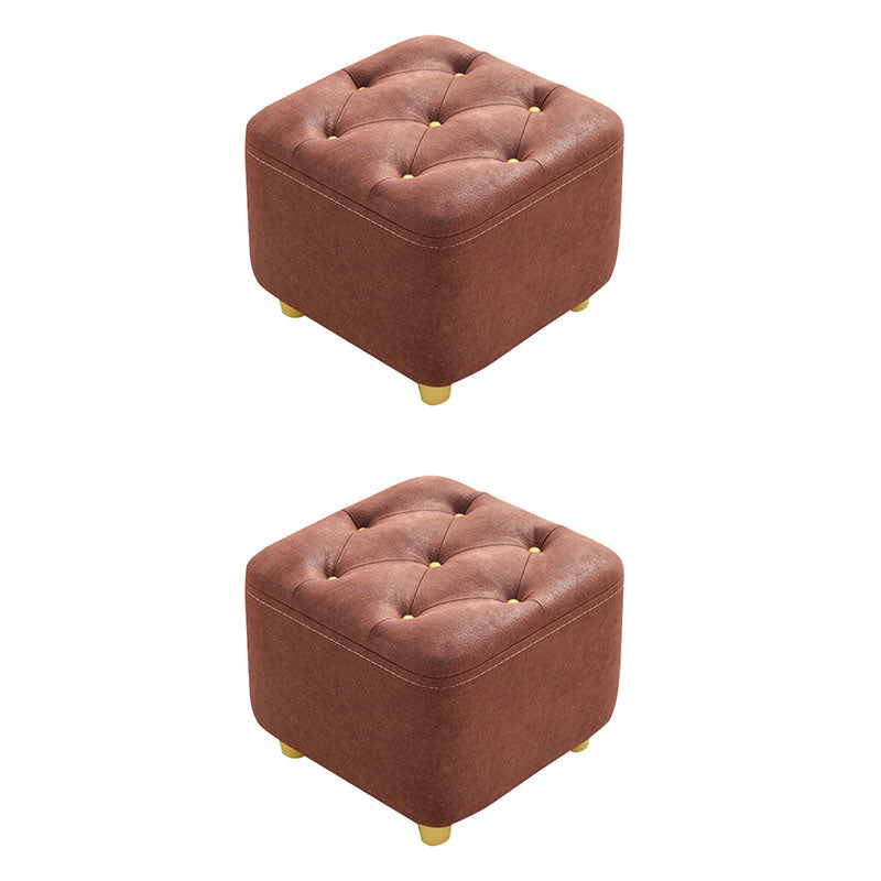 Solid Color Leather Standard Stool Modern Simple Square Upholstered Stool