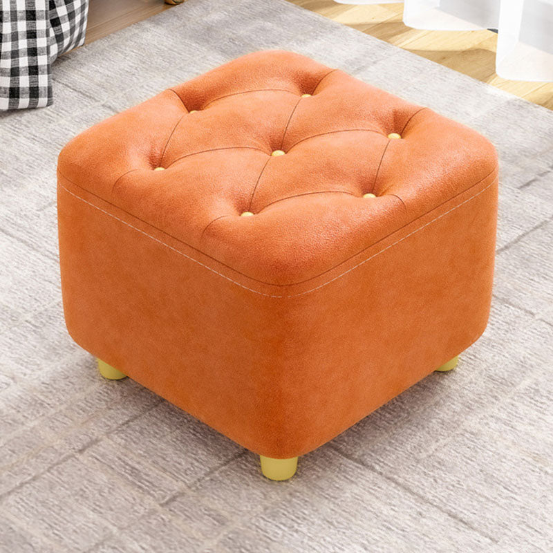 Solid Color Leather Standard Stool Modern Simple Square Upholstered Stool