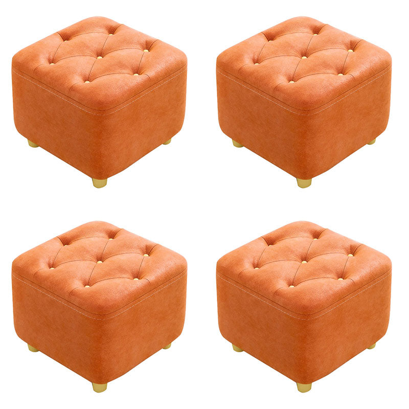Solid Color Leather Standard Stool Modern Simple Square Upholstered Stool