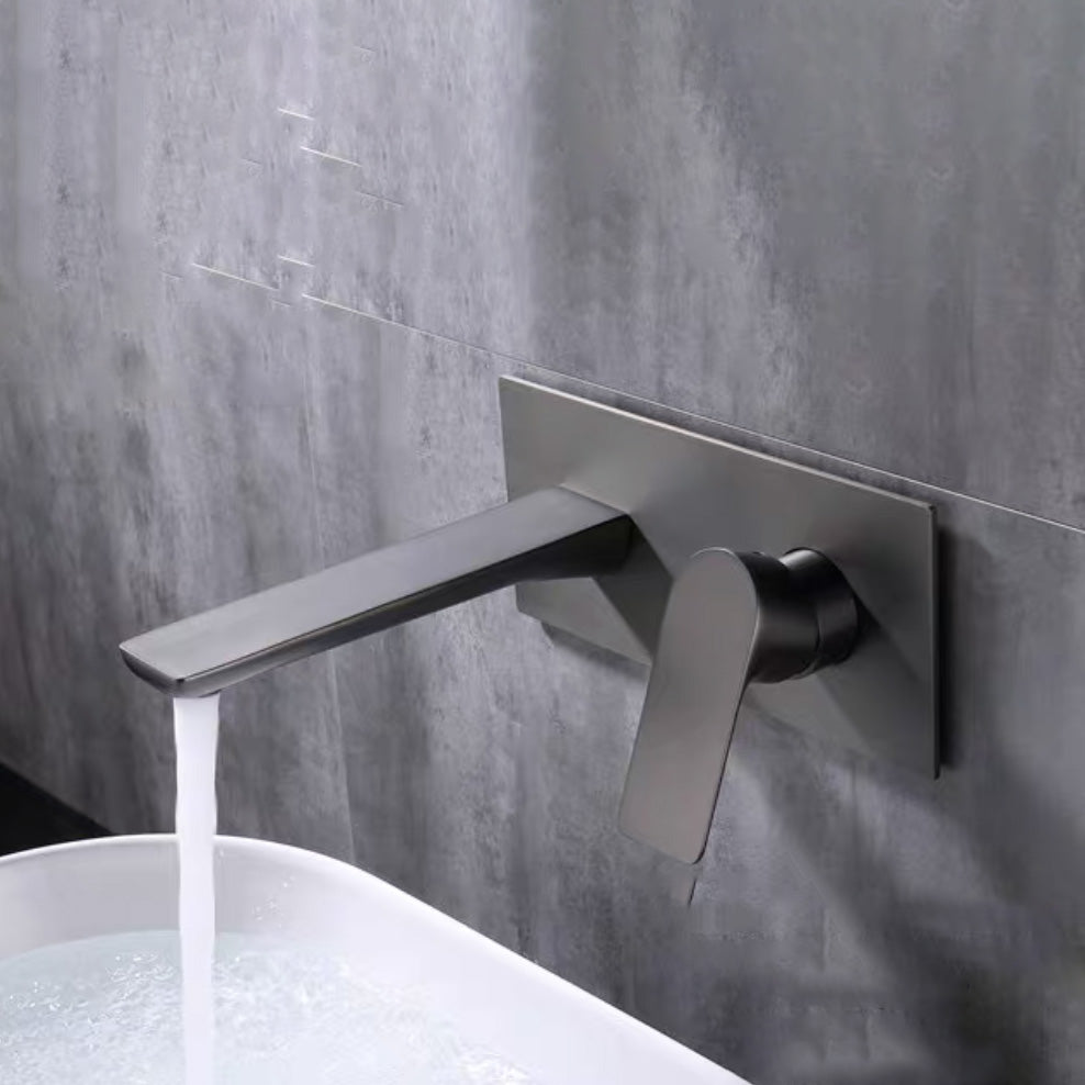 Wall Mounted Bathroom Faucet Waterfall Spout with Lever Handle