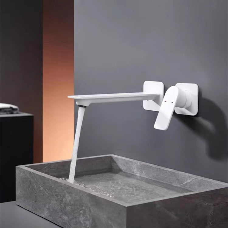 Wall Mounted Bathroom Faucet Waterfall Spout with Lever Handle