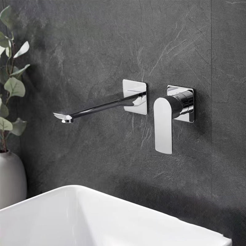 Wall Mounted Bathroom Faucet Waterfall Spout with Lever Handle
