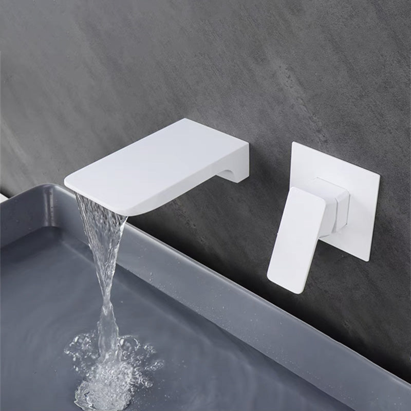 Wall Mounted Bathroom Faucet Waterfall Spout with Lever Handle