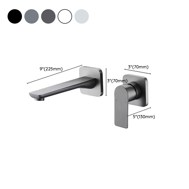 Wall Mounted Bathroom Faucet Waterfall Spout with Lever Handle