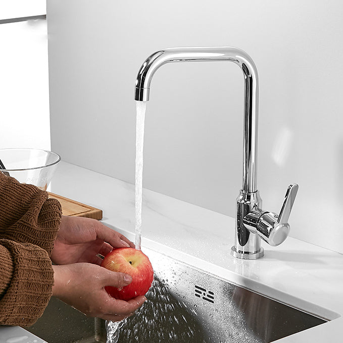 Modern Bridge Faucet Stainless Steel with Handles and Supply Lines Kitchen Sink Faucet