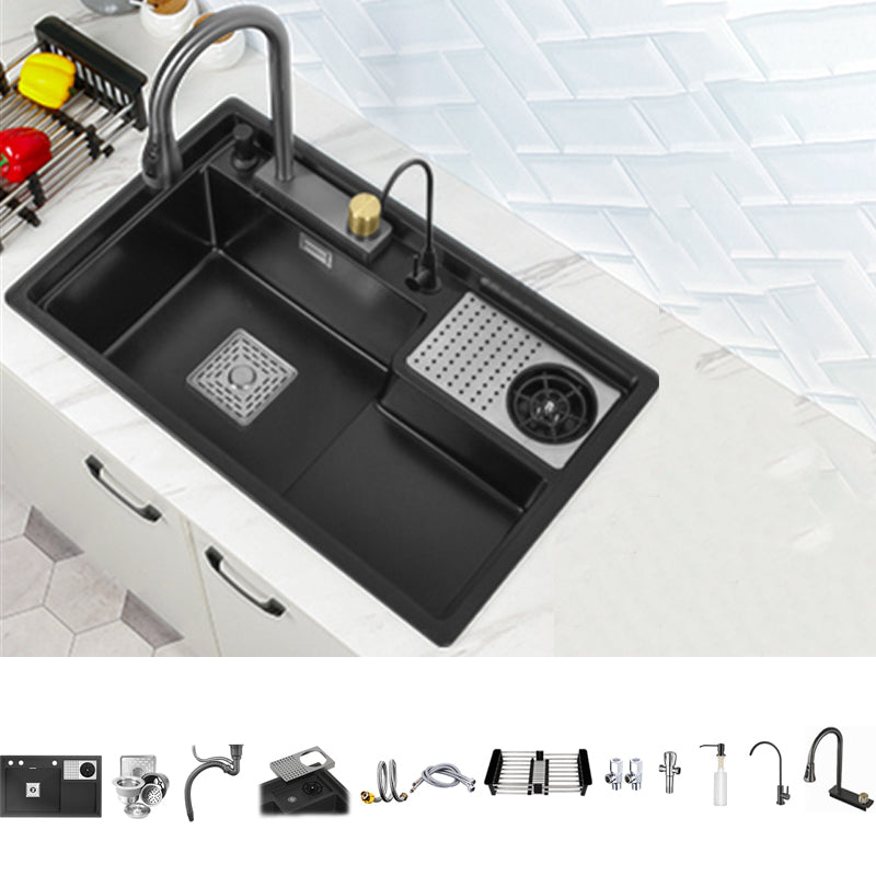 Modern Kitchen Sink Single Bowl Quartz Workstation Sink with Overflow Hole