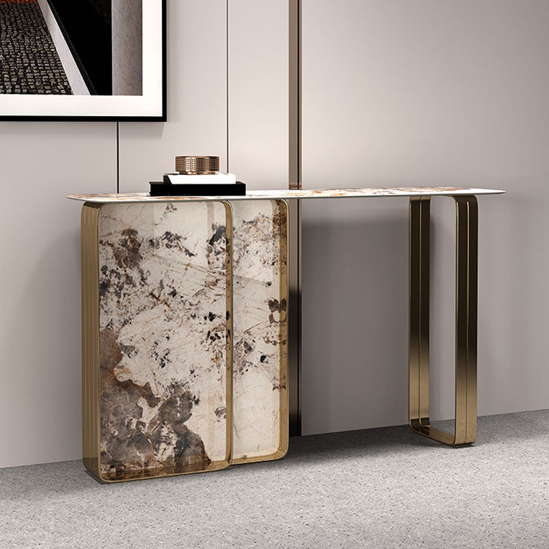 16 inch Wide Glam Console Table Rectangle Stone Sofa Console Table