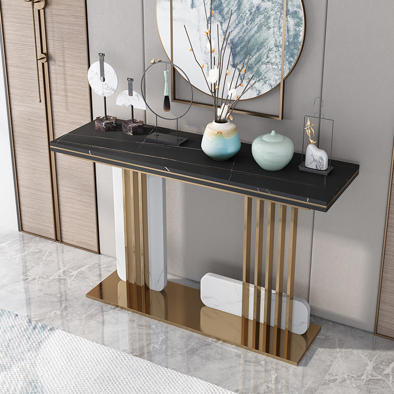 Glam Accent Table Rectangle Stone Console Table , 12.5 inch Wide