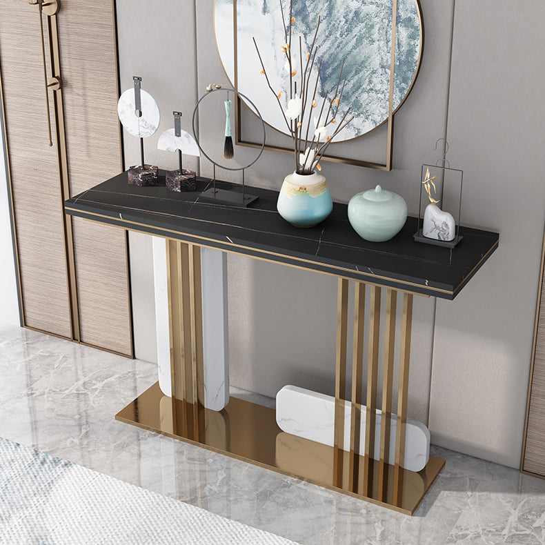 Glam Accent Table Rectangle Stone Console Table , 12.5 inch Wide