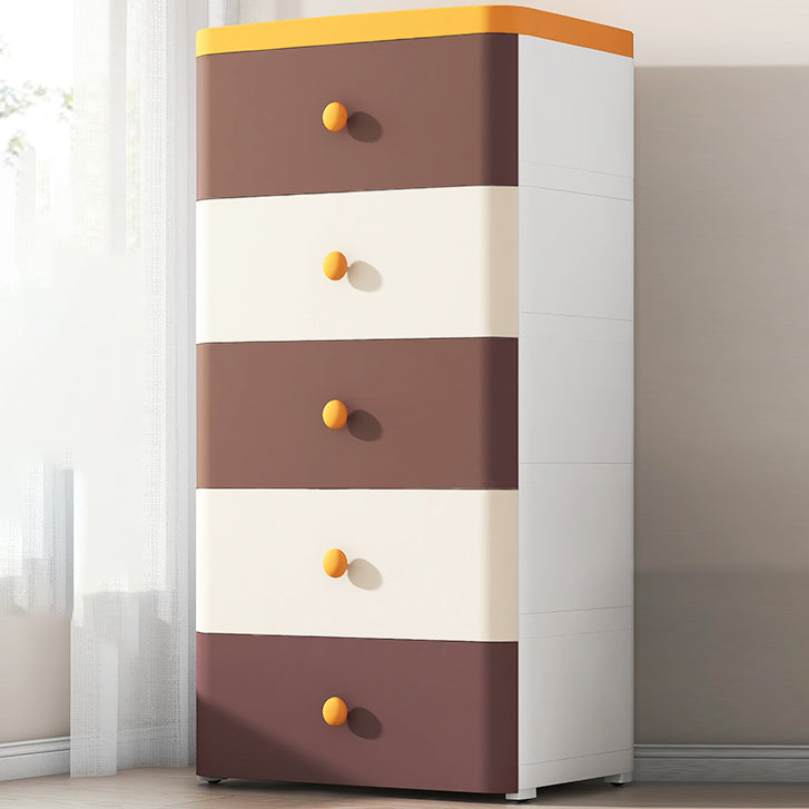 Scandinavian Kids Dresser Set Vertical Plastic Nursery Dresser with Drawers for Bedroom