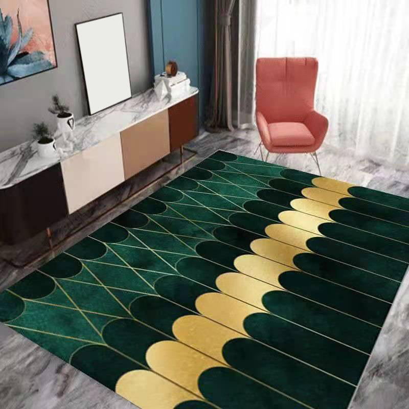 Luxury Graphic Carpet Green Polyester Carpet Stain Resistant Carpet for Drawing Room