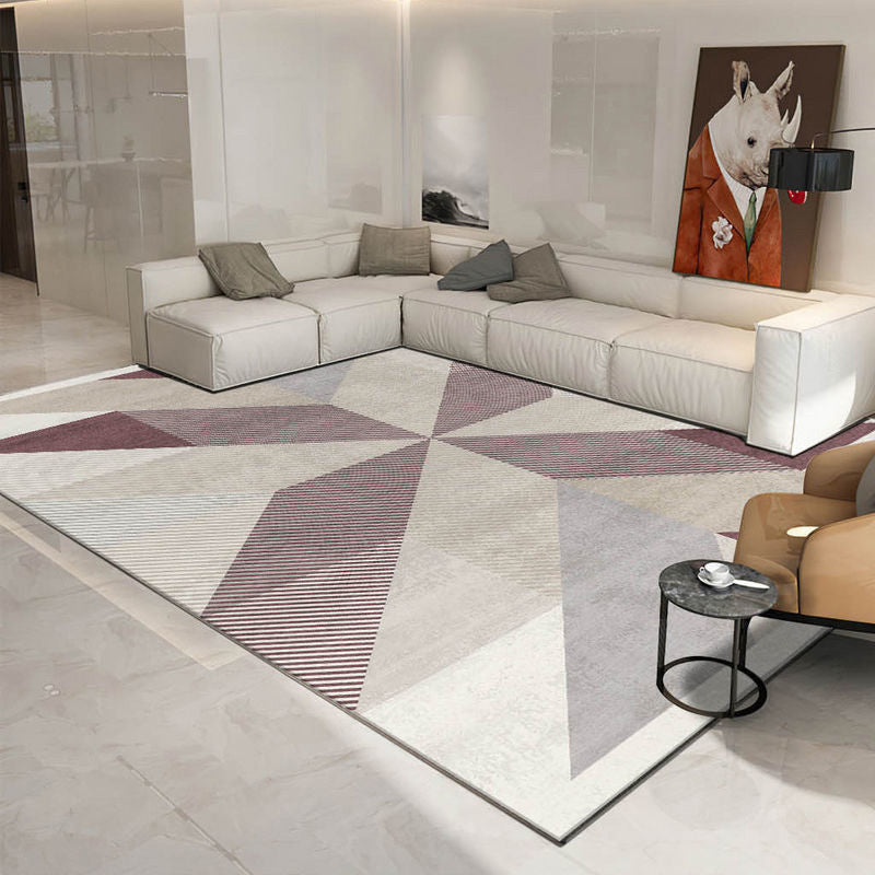 Brown Modern Carpet Striped Polyester Carpet Washable Carpet for Home Decor