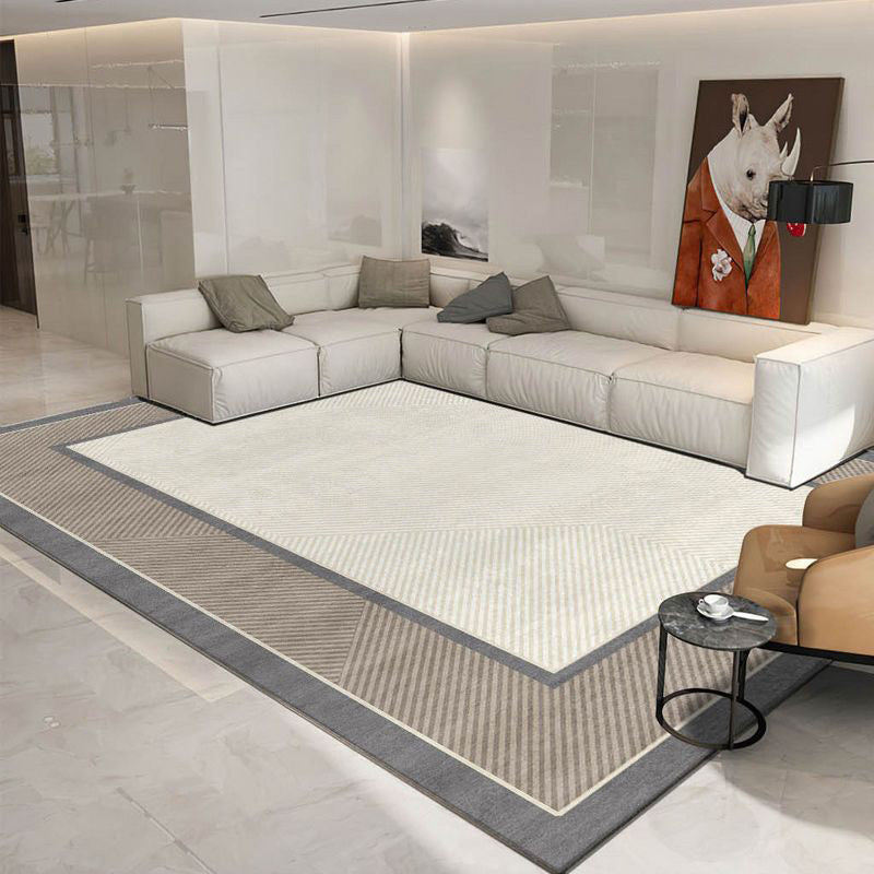 Brown Modern Carpet Striped Polyester Carpet Washable Carpet for Home Decor