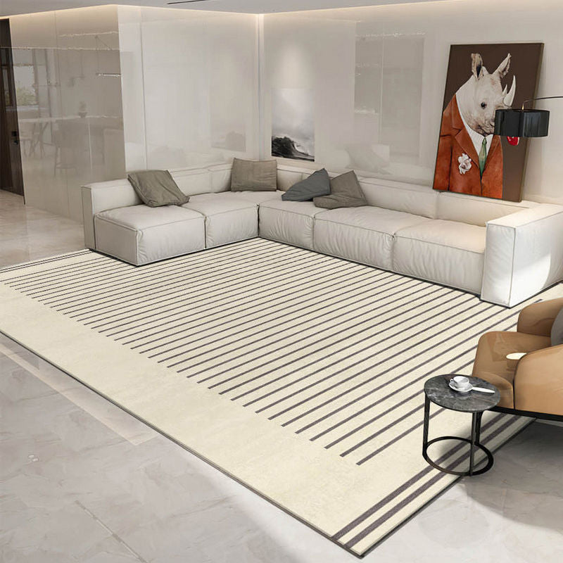 Brown Modern Carpet Striped Polyester Carpet Washable Carpet for Home Decor