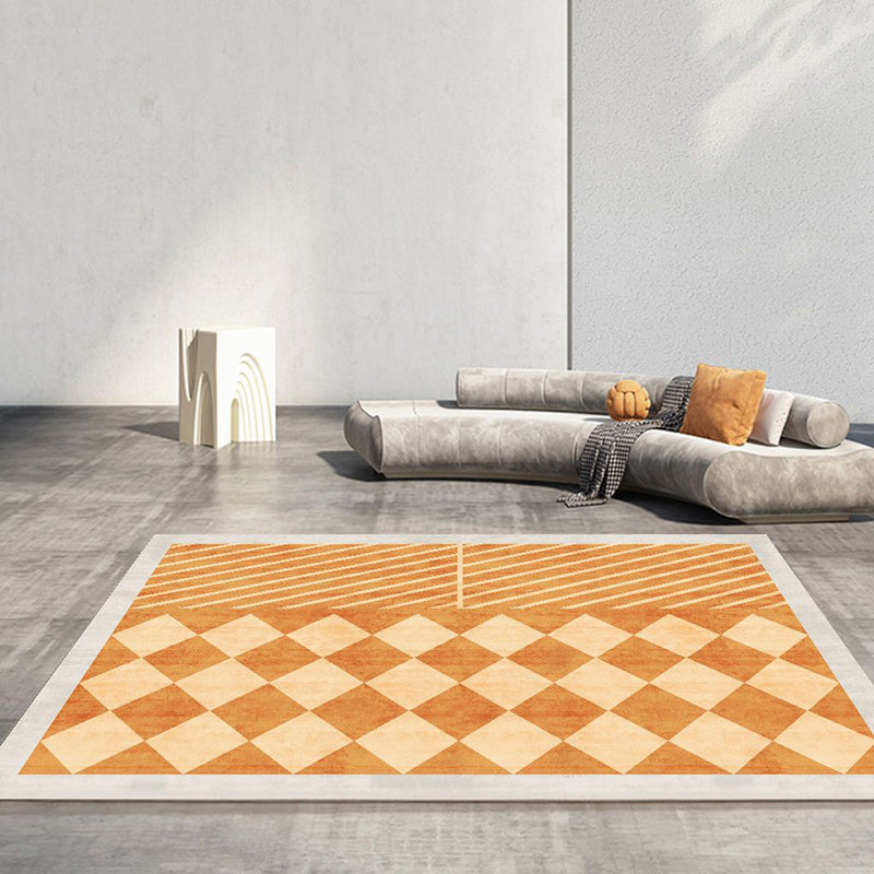Orange Modern Carpet Polyester Graphic Area Carpet Washable Carpet for Drawing Room