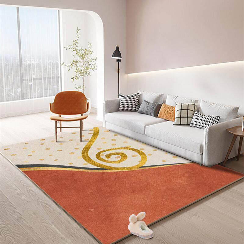 Orange Modern Carpet Polyester Graphic Area Carpet Washable Carpet for Drawing Room