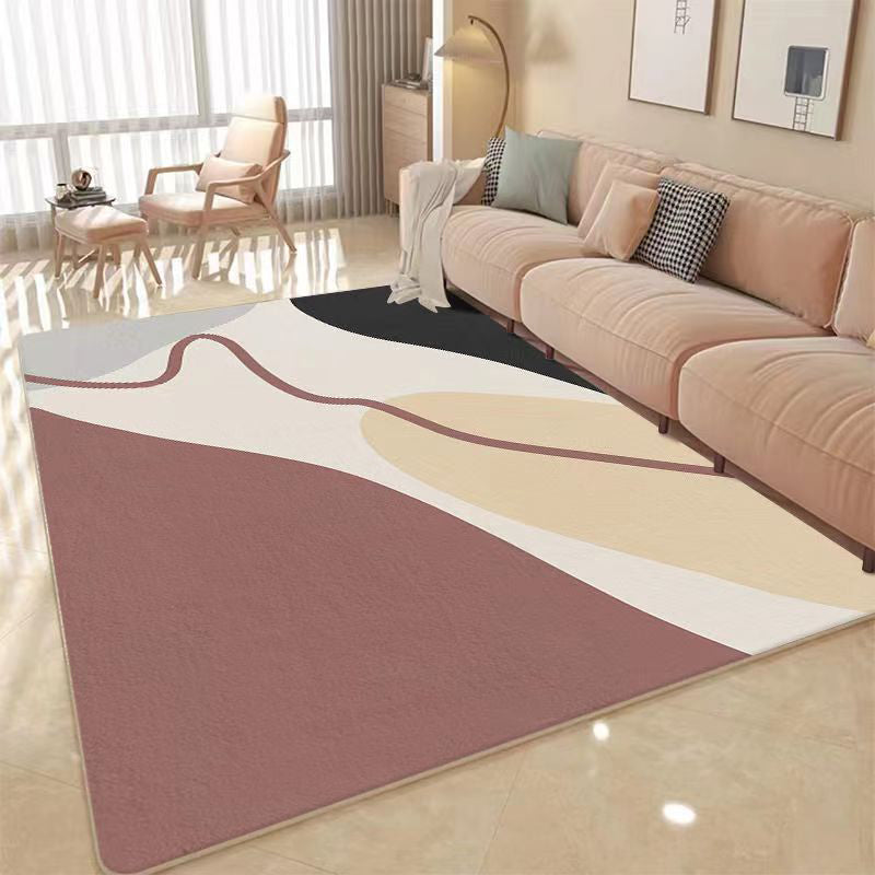 Dark Brown Modern Carpet Color Lump Polyester Carpet Washable Carpet for Home Decor