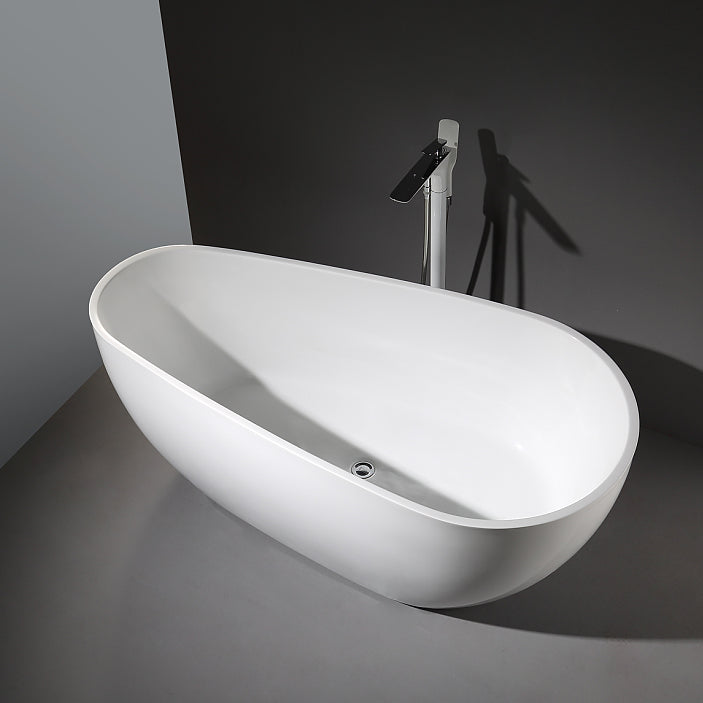 Modern Oval Bath White Acrylic Soaking Freestanding Back to Wall   Bathtub