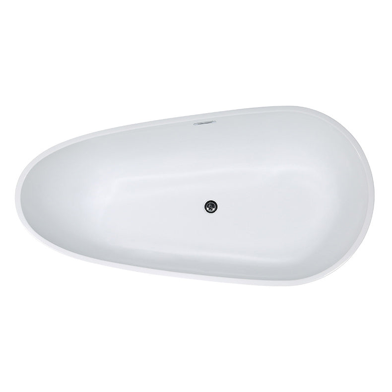 Modern Oval Bath White Acrylic Soaking Freestanding Back to Wall   Bathtub