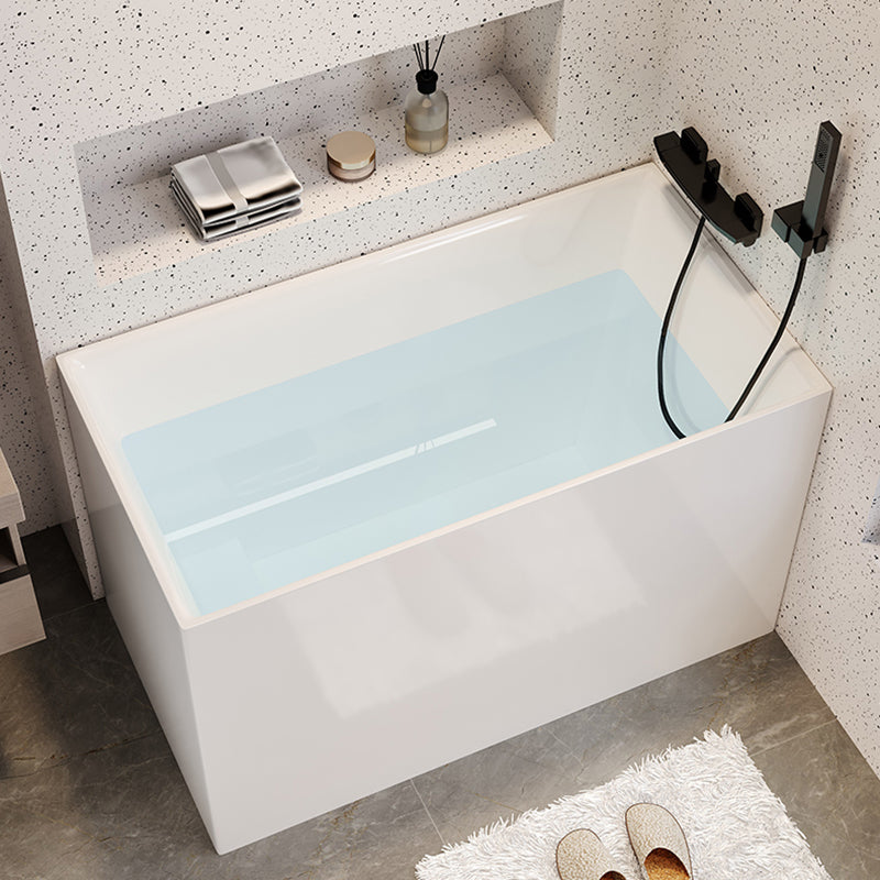 White Acrylic Bathtub Freestanding Soaking Rectangular Modern Bath