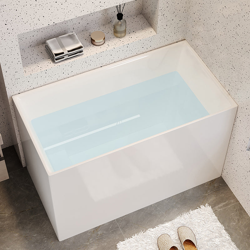 White Acrylic Bathtub Freestanding Soaking Rectangular Modern Bath