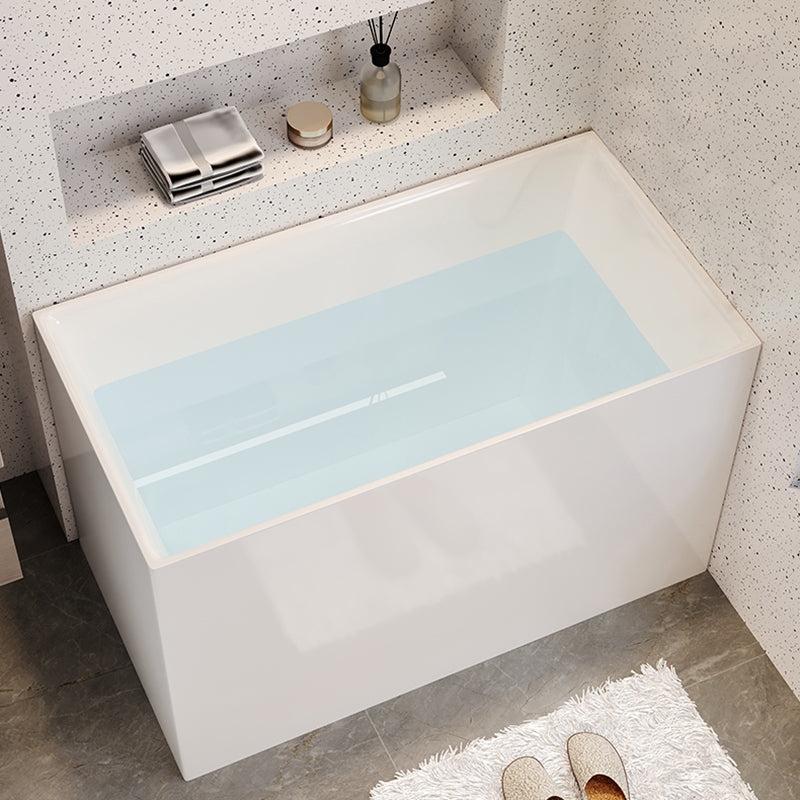 White Acrylic Bathtub Freestanding Soaking Rectangular Modern Bath