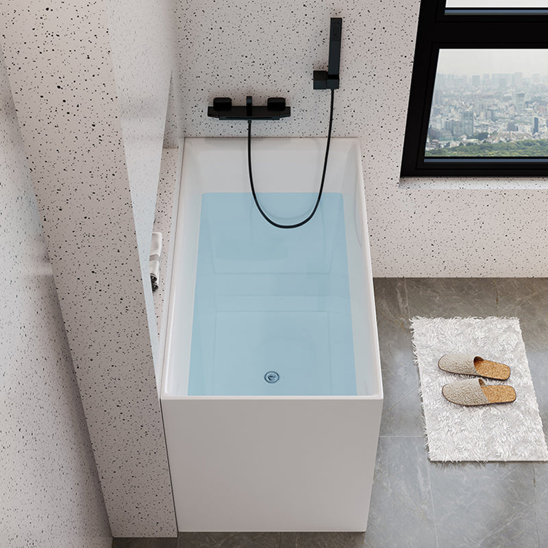White Acrylic Bathtub Freestanding Soaking Rectangular Modern Bath