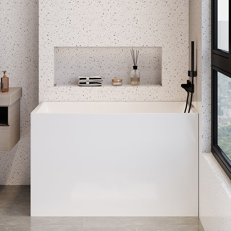 White Acrylic Bathtub Freestanding Soaking Rectangular Modern Bath
