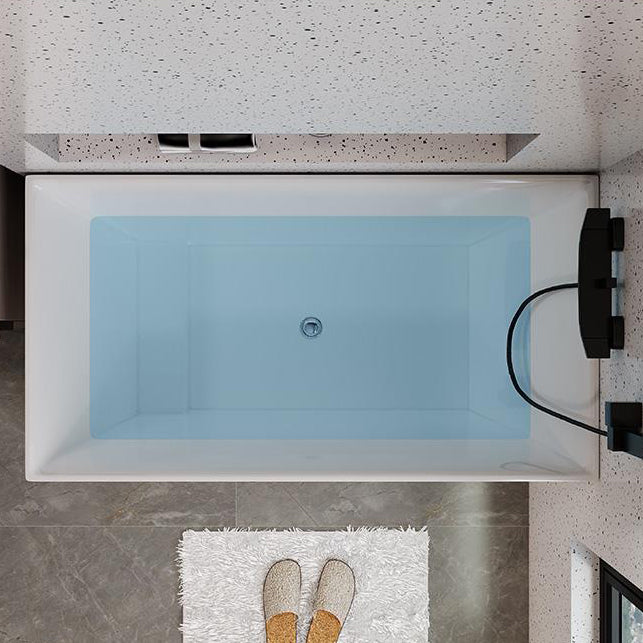 White Acrylic Bathtub Freestanding Soaking Rectangular Modern Bath