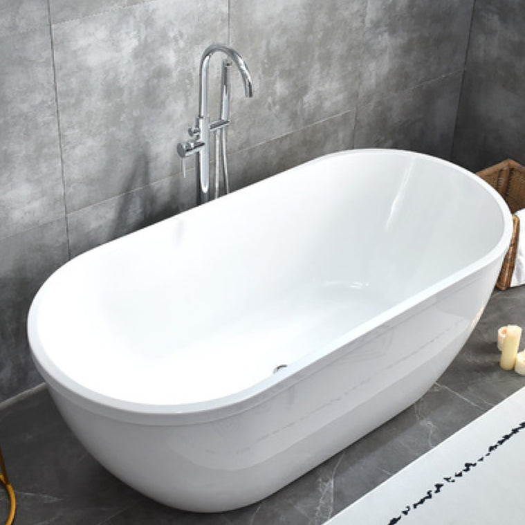 Stand Alone Oval Bath Acrylic Soaking White Modern Center Bathtub