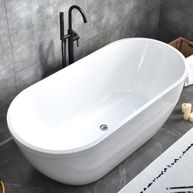Stand Alone Oval Bath Acrylic Soaking White Modern Center Bathtub