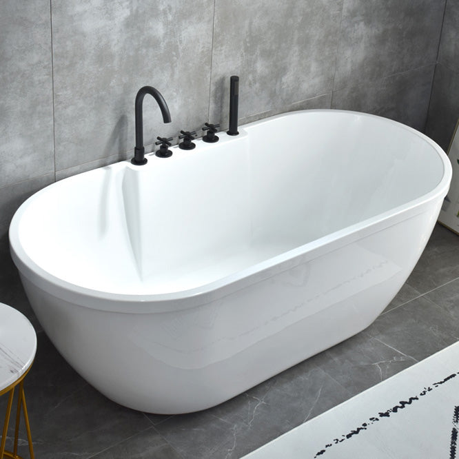 Stand Alone Oval Bath Acrylic Soaking White Modern Center Bathtub
