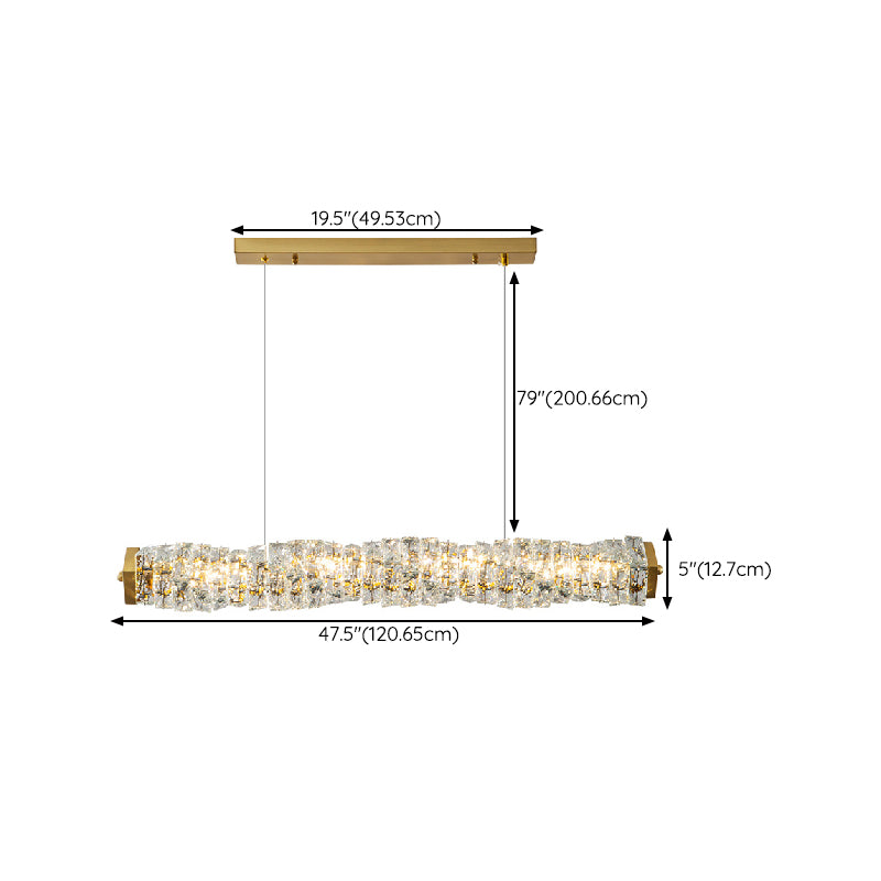 Single Modernism Golden Ceiling Light LED Crystal Kitchen Island Lighting