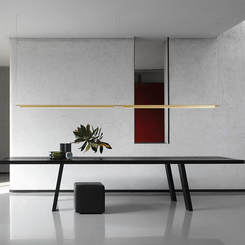 Black / Gold Linear Kitchen Island Fixture Minimalist Metal Ceiling Pendant