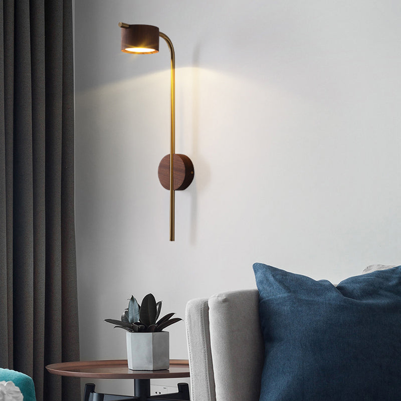 Contemporary Wood Wall Mounted Lighting Cylinder Shape Wall Lamp for Bedroom