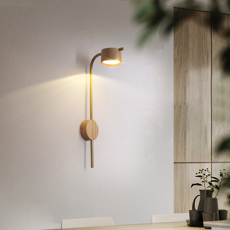 Contemporary Wood Wall Mounted Lighting Cylinder Shape Wall Lamp for Bedroom