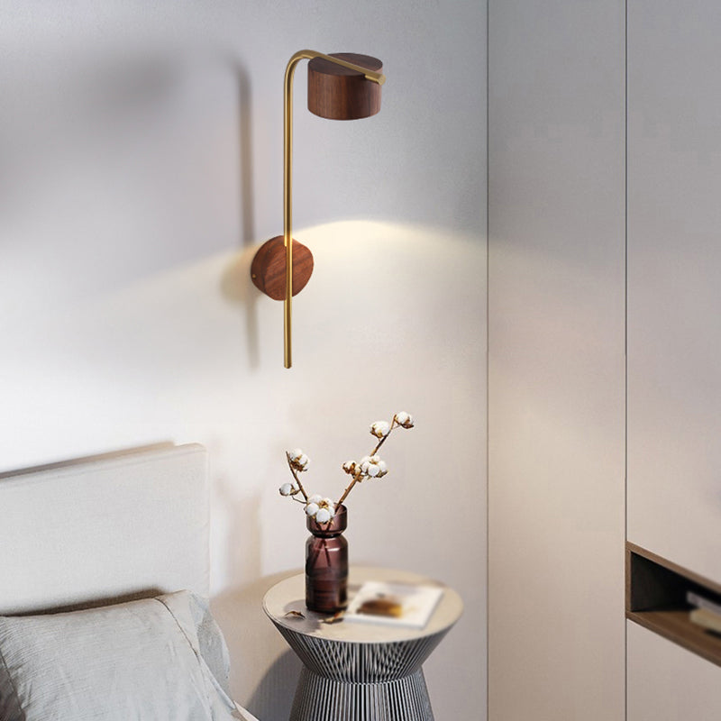 Contemporary Wood Wall Mounted Lighting Cylinder Shape Wall Lamp for Bedroom