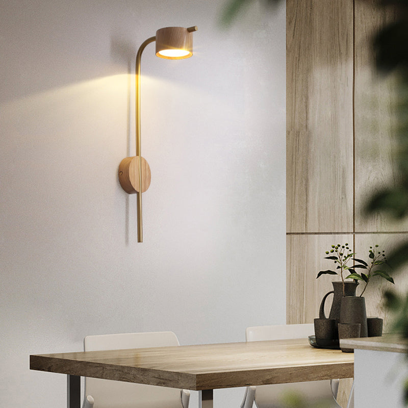 Contemporary Wood Wall Mounted Lighting Cylinder Shape Wall Lamp for Bedroom