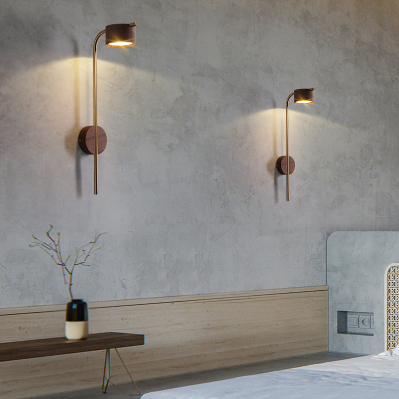 Contemporary Wood Wall Mounted Lighting Cylinder Shape Wall Lamp for Bedroom