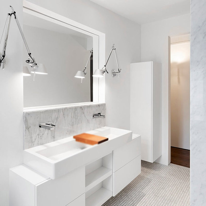 Modern Wall Sconce Linear Shape Vanity Lamp with Metal Shade in Silver for Bathroom