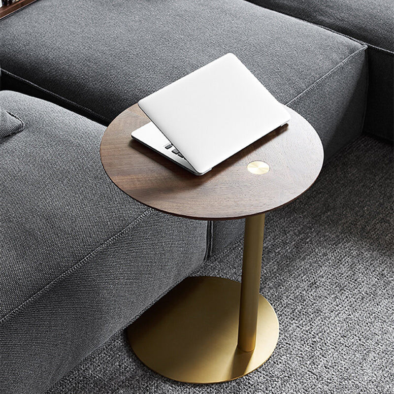 19" Wide Contemporary Corner Table Round Pedestal Side Table