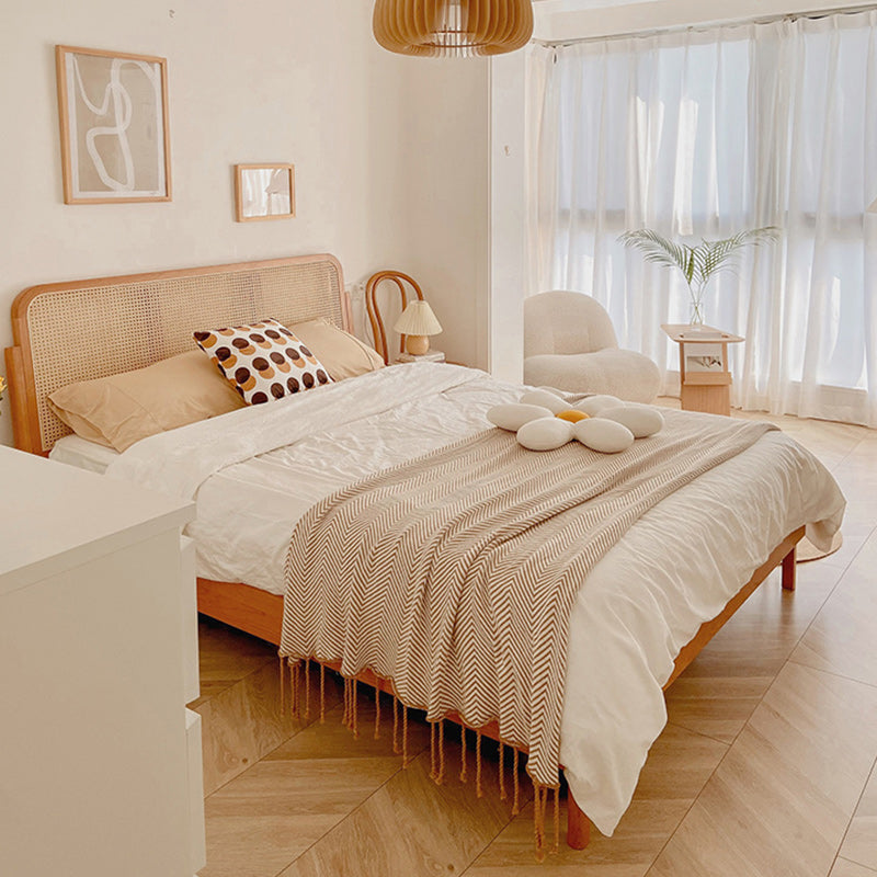 Classic Standard Bed Cherry Solid Color Bed Frame With Custom Gold Legs