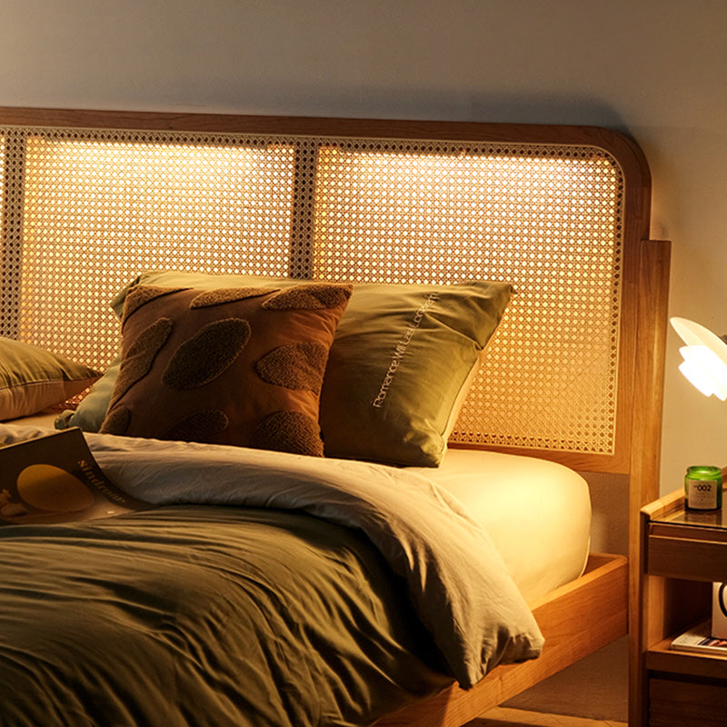 Classic Standard Bed Cherry Solid Color Bed Frame With Custom Gold Legs