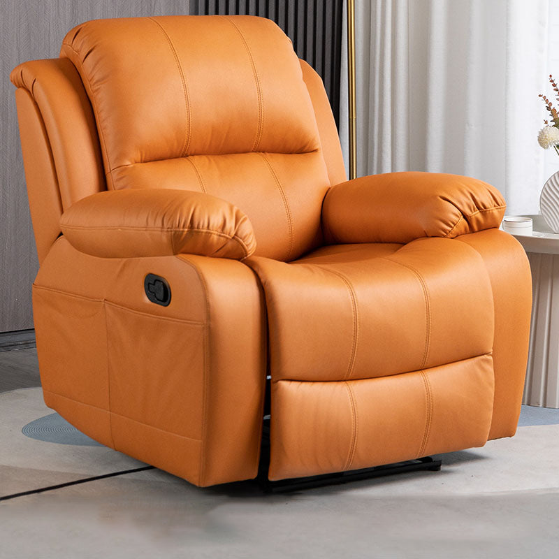 Glam Faux Leather Recliner Chair Solid Color Standard Recliner