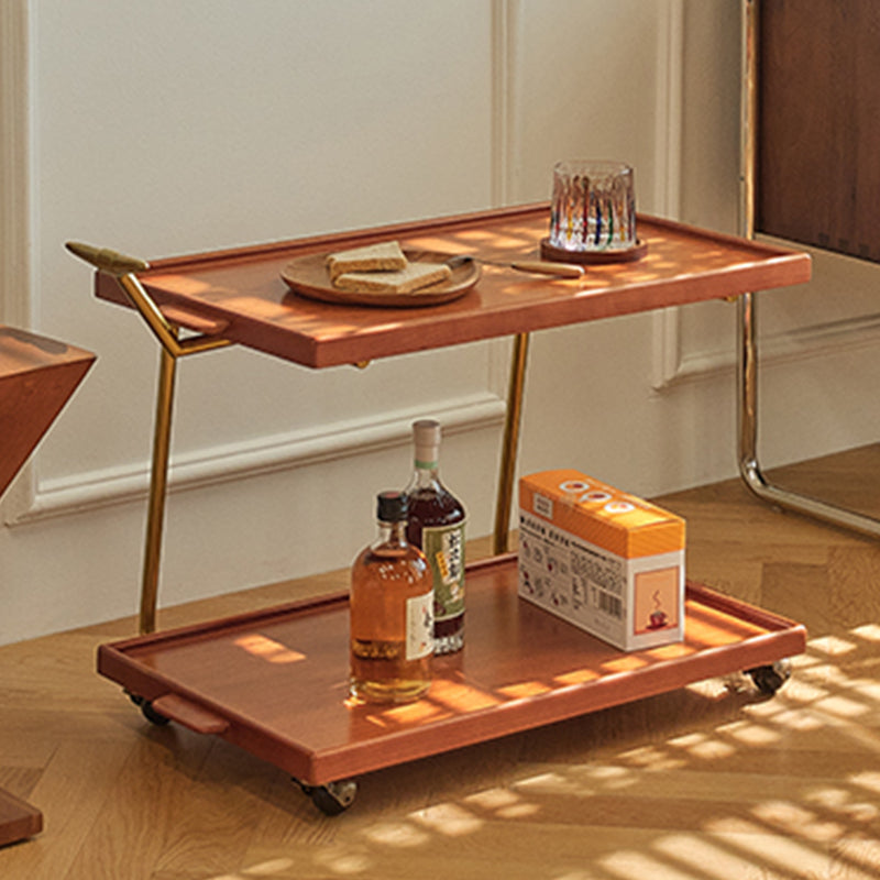 Contemporary Corner Table Rectangular Wood Side Table with Storage