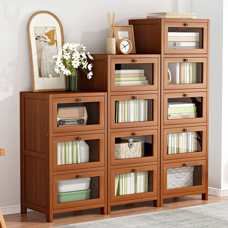 Modern Brown Accent Cabinet with Acrylic Doors Rectangle Cabinet