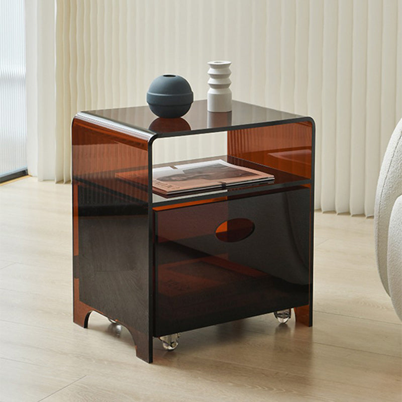 12" Wide Contemporary Corner Table Acrylic End Table with Storage